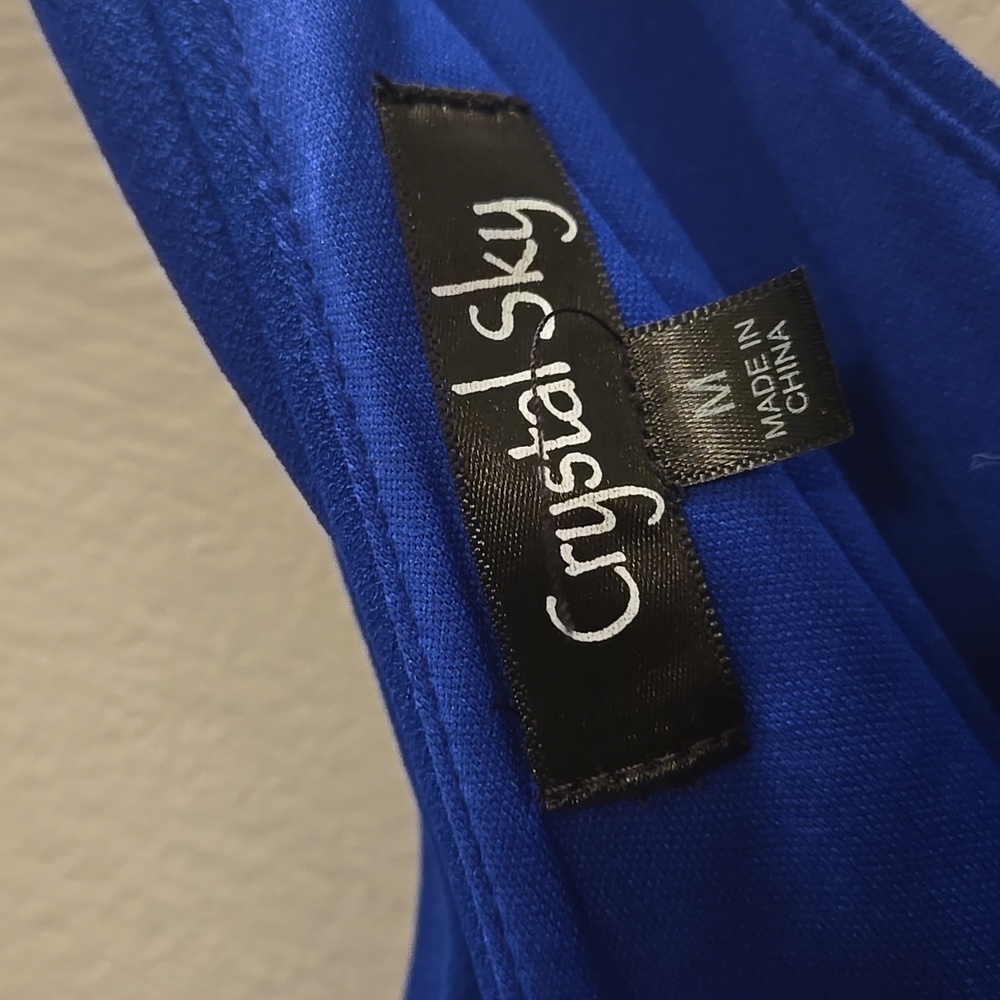 ROYAL BLUE SLEEVELESS LONG PANTS ROMPER WITH POCKETS - Picture 6 of 7